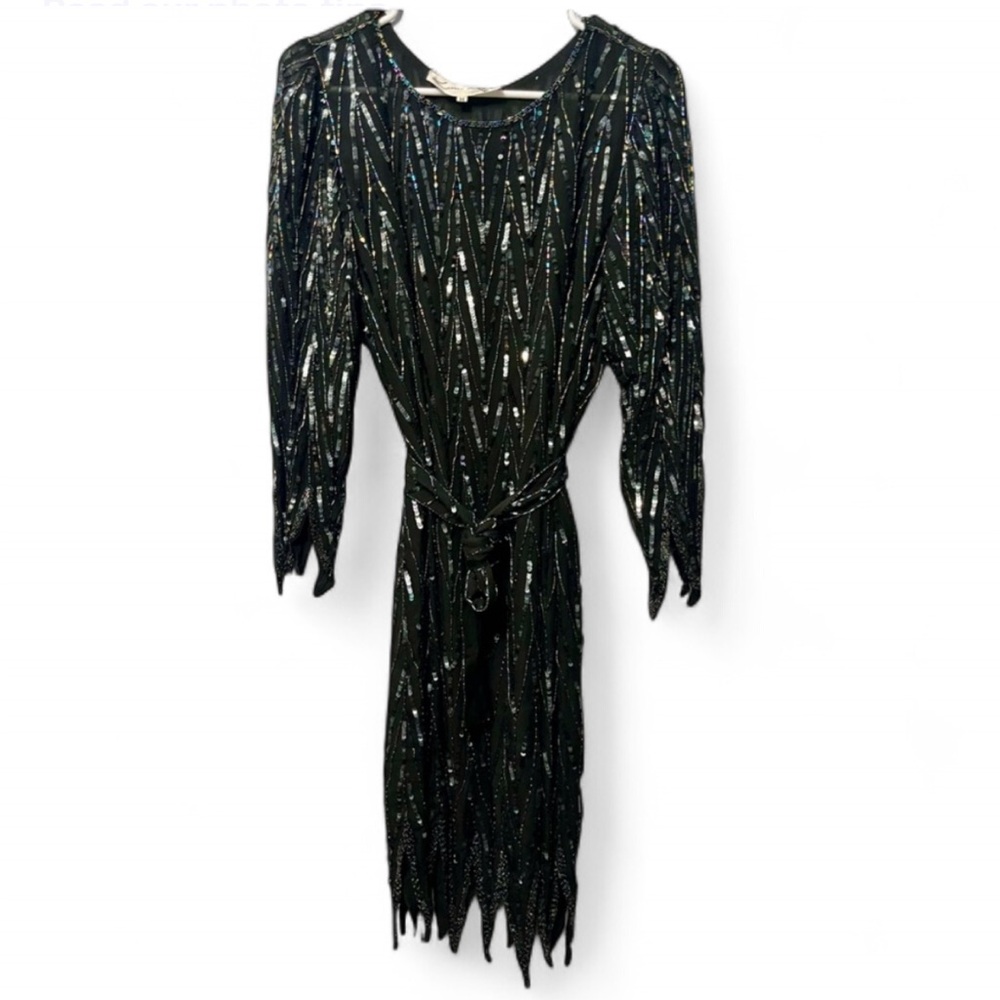 Vintage Lillie Rubin Pure Silk Asymmetrical Beaded Sequin Dress Whimsygoth